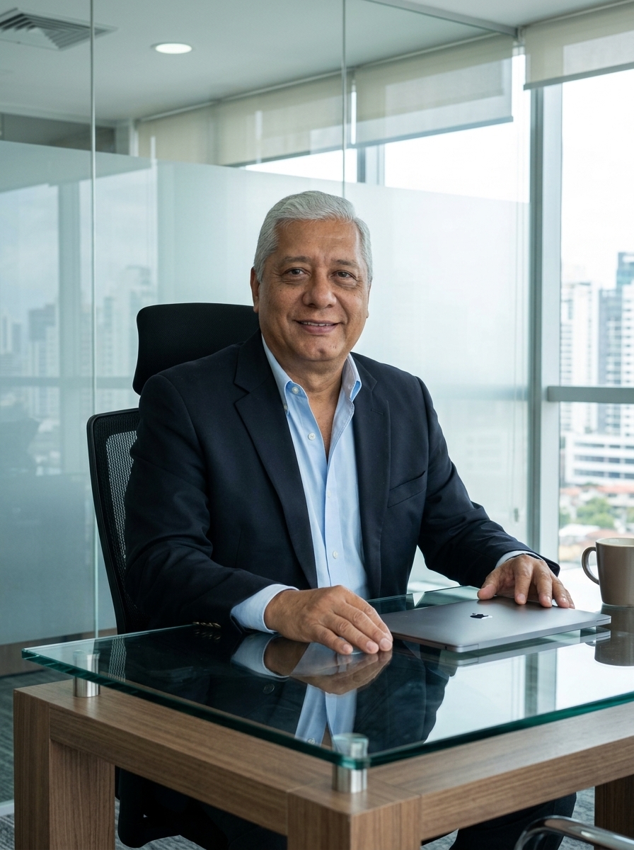 Ambrosio Goitte en su oficina - Consultor Senior de WCC Consultores Comerciales